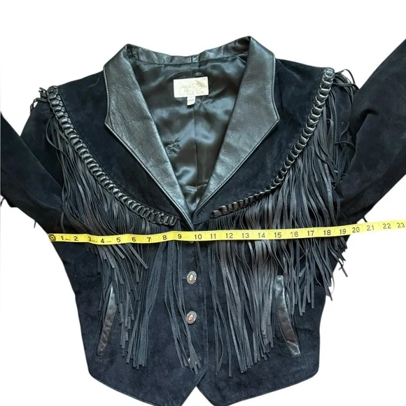 Cache Fringe Suede black Leather
 Jacket size 8. - Picture 7 of 8
